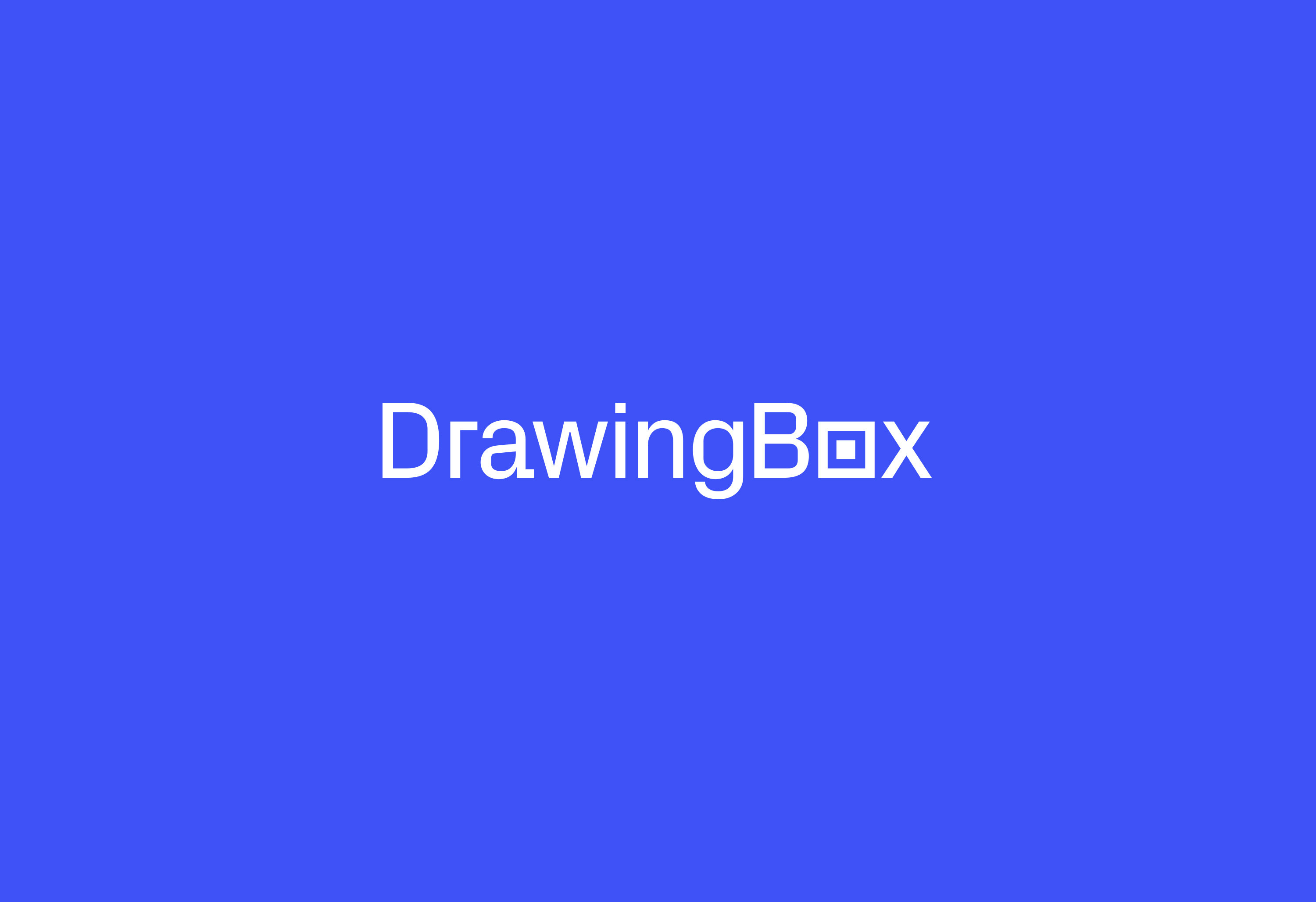 Drawing Box wordmark logo on blue background